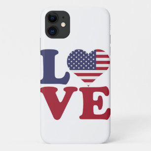 アメリカ国旗の愛国的な愛 iPhone 11 ケース