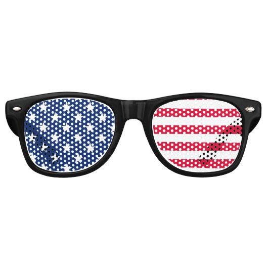 アメリカ国旗の愛国的な星とストライプUSA レトロサングラス (正面)