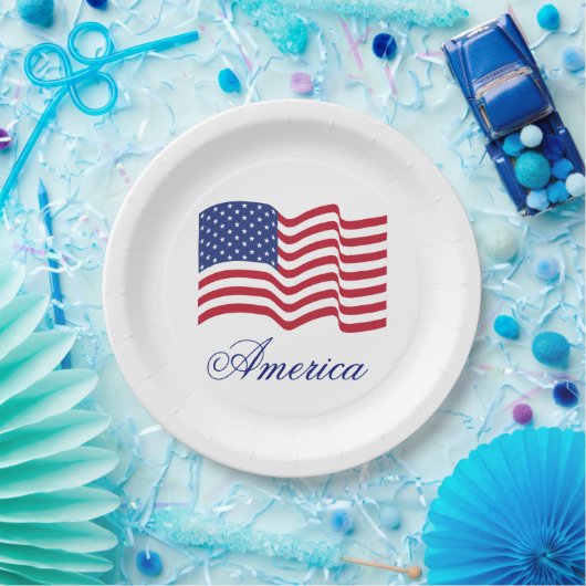 アメリカ国旗の愛国的な紙プレート ペーパープレート (パーティー)