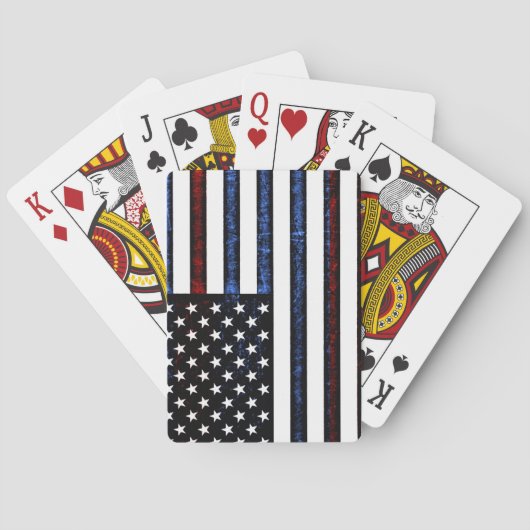 アメリカ国旗の愛国的な赤白青カード トランプ (裏面)