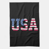 アメリカ国旗の愛国的な赤白青スター& キッチンタオル (縦)