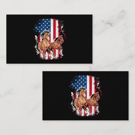 アメリカ国旗の愛国的な馬の馬が遠くに乗る 名刺 (正面/裏面)