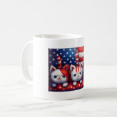 アメリカ国旗の愛国的な3匹の子猫 コーヒーマグカップ (正面左)