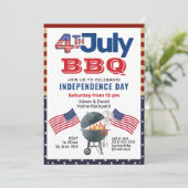 アメリカ国旗の愛国的な7月BBQ招待状4日 シーズンカード (スタンド正面)