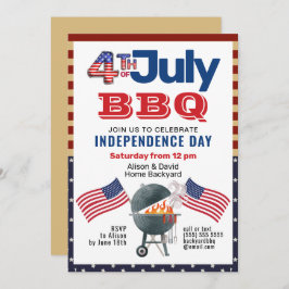 アメリカ国旗の愛国的な7月BBQ招待状4日 シーズンカード