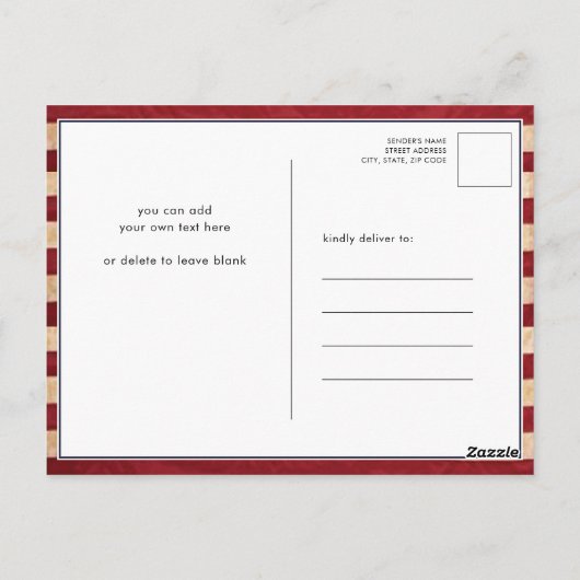 アメリカ国旗の愛国的な7月BBQ招待状4日 ポストカード (裏面)