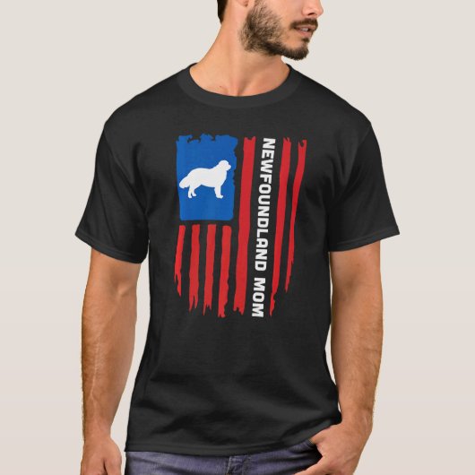 アメリカ国旗の愛国的ニューファンドランド・ママ Tシャツ (正面)