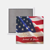 アメリカ国旗の愛国的引用文 マグネット (正面/裏面)