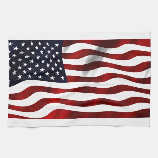 アメリカ国旗の愛国的独立記念日 キッチンタオル (横)