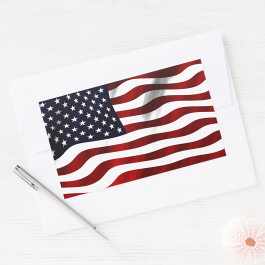 アメリカ国旗の愛国的独立記念日 長方形シール (封筒)