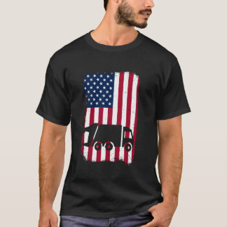 アメリカ国旗の愛国的男性女性の男の子の生ごみ Tシャツ