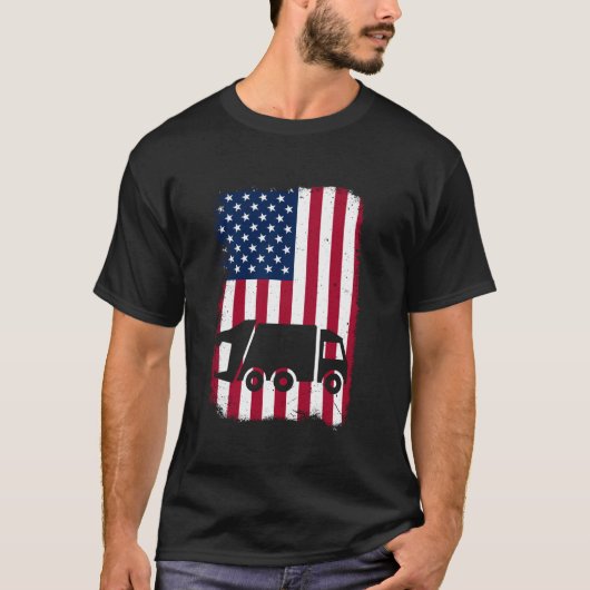 アメリカ国旗の愛国的男性女性の男の子の生ごみ Tシャツ (正面)