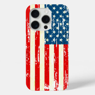 アメリカ国旗の愛国的赤白青 動揺して iPhone 15 PROケース