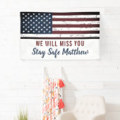 アメリカ国旗の愛国的軍隊の遠くにパーティー 横断幕 (インサイチュ)