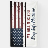 アメリカ国旗の愛国的軍隊の遠くにパーティー 横断幕 (縦)