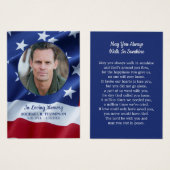 アメリカ国旗の愛国的退役軍人葬儀祈りの言葉カード (正面&裏面)