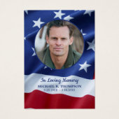 アメリカ国旗の愛国的退役軍人葬儀祈りの言葉カード (正面)
