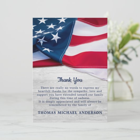 アメリカ国旗の愛国的退役軍人軍隊葬儀 サンキューカード (スタンド正面)