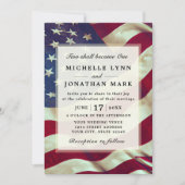 アメリカ国旗の愛国者2人が一つの聖書結婚になる 招待状 (正面)