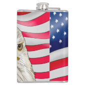 アメリカ国旗の愛国芸術の前のハゲのワシ フラスク (裏面)