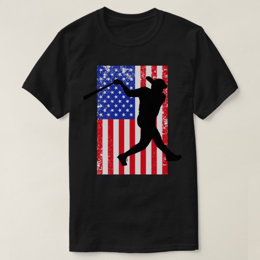 アメリカ国旗の愛国野球8 Tシャツ (デザイン正面)