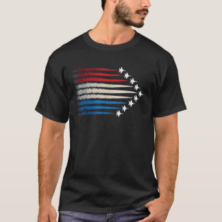 アメリカ国旗の戦士飛行機7月4日愛国心 Tシャツ