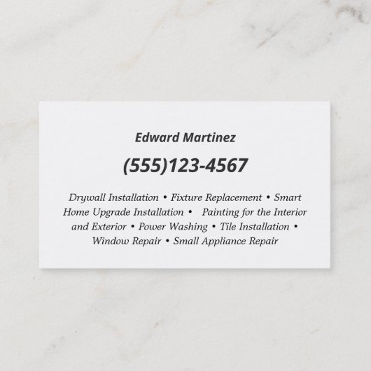 アメリカ国旗の手作り大工の名刺 名刺 (裏面)