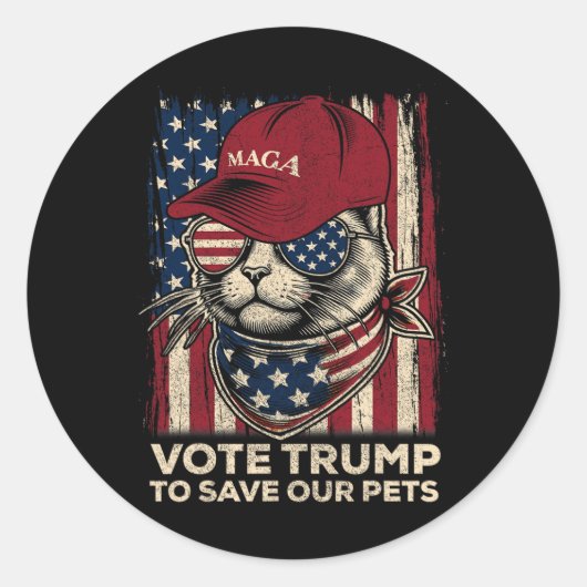 アメリカ国旗の投票我々のペット救にトランプ2024 ラウンドシール (正面)
