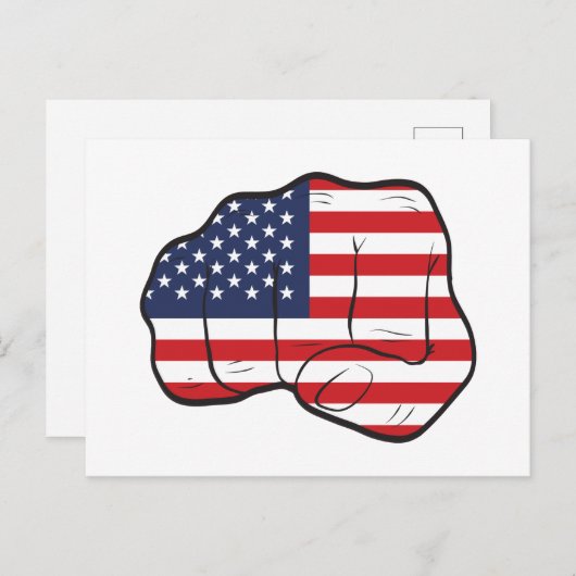 アメリカ国旗の拳 ポストカード (正面/裏面)