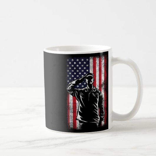 アメリカ国旗の敬礼メモリアルデー コーヒーマグカップ (右)