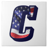 アメリカ国旗の文字"C"大きな写真セラミックタイル タイル (正面)