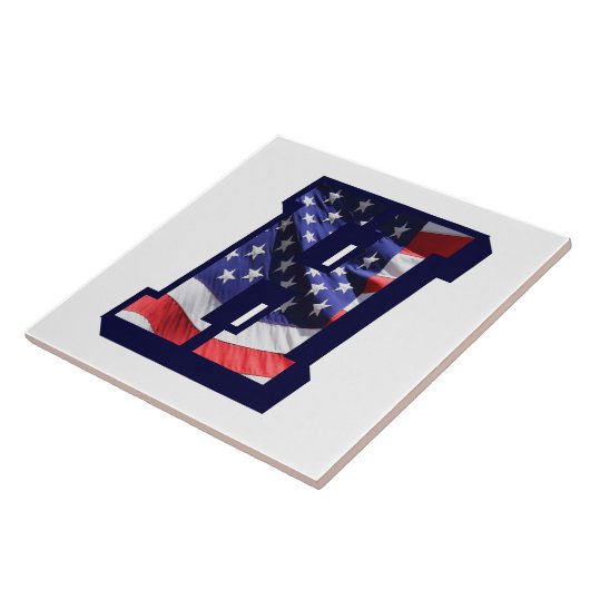 アメリカ国旗の文字"H"大きな写真セラミックタイル タイル (側面)