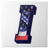 アメリカ国旗の文字"I"大きな写真セラミックタイル タイル (正面)