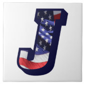 アメリカ国旗の文字"J"大きな写真セラミックタイル タイル (正面)