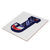 アメリカ国旗の文字"J"大きな写真セラミックタイル タイル (側面)