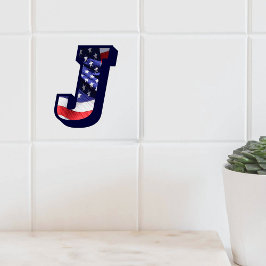 アメリカ国旗の文字"J"大きな写真セラミックタイル タイル