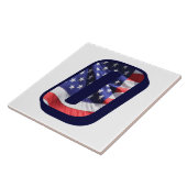 アメリカ国旗の文字"O"大きな写真セラミックタイル タイル (側面)