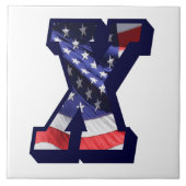 アメリカ国旗の文字"X"大きな写真セラミックタイル タイル (正面)