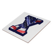 アメリカ国旗の文字"X"大きな写真セラミックタイル タイル (側面)