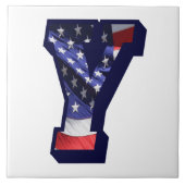 アメリカ国旗の文字"Y"大きな写真セラミックタイル タイル (正面)