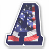 アメリカ国旗の文字AイニシャルUSA シール (正面)