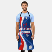 アメリカ国旗の星とストライプのカスタム文字 エプロン (着用した状態)