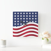 アメリカ国旗の星とストライプズスクエアウォールクロック スクエア壁時計 (ホーム)