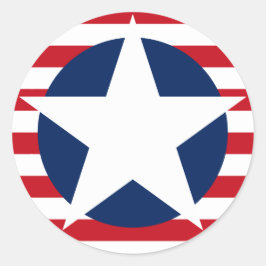 アメリカ国旗の星とストライプ愛国心 ラウンドシール