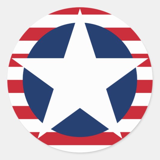 アメリカ国旗の星とストライプ愛国心 ラウンドシール (正面)