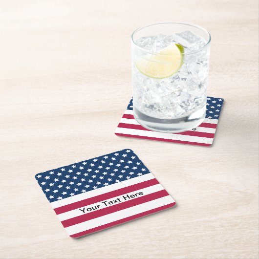 アメリカ国旗の星とストライプ スクエアペーパーコースター (インサイチュ)