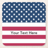 アメリカ国旗の星とストライプ スクエアペーパーコースター (正面)