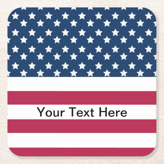 アメリカ国旗の星とストライプ スクエアペーパーコースター (正面)