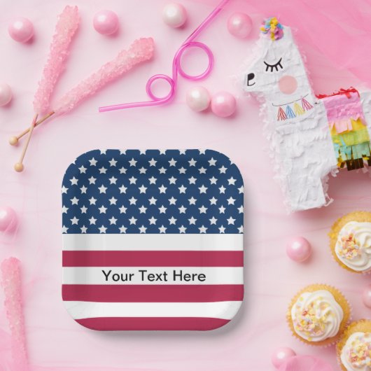 アメリカ国旗の星とストライプ ペーパープレート (パーティー)