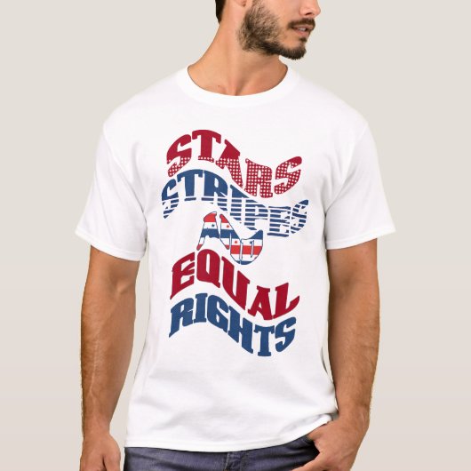 アメリカ国旗の星ストライプと同権名 Tシャツ (正面)